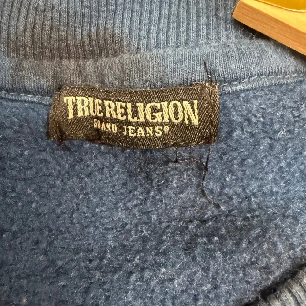 True Religion Crewneck‎ Sweatshirt Mens Medium Blue Tie Dye Logo Graphic